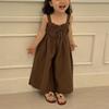 Girls' Summer Long Pants: Adorable Baby Rompers with Straps and Wide Legs