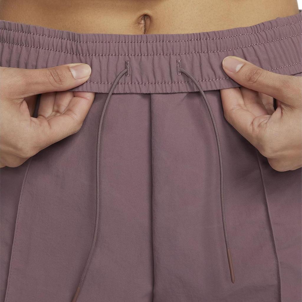 Nike Solid Color Lace-Up Mid-Rise Open Hem Design Casual Pants Women bottoms Smoky-Purple Red FQ3589-208