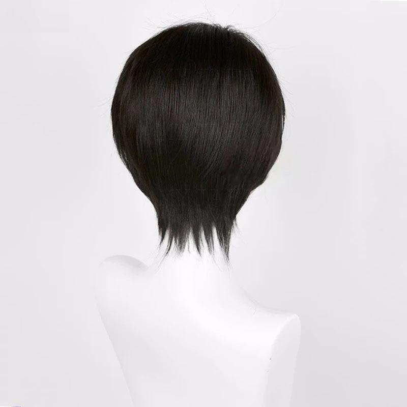 Levi Ackerman Cosplay Wig Anime Short Black Brown Heat Resistant Synthetic Hair Halloween Party Wigs + Wig Cap