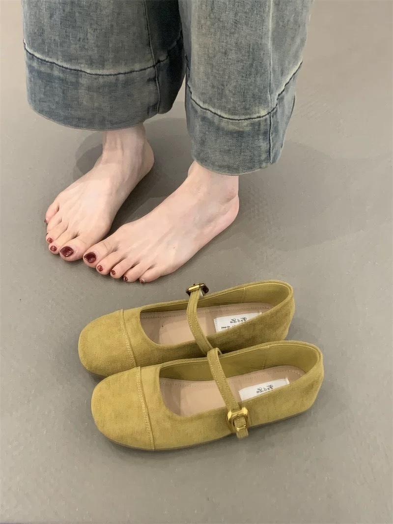 

Ретро туфли Мэри Джейн с неглубоким вырезом, женские туфли-лодочки с круглым носком, замшевой плоской подошвой и мягкими дуду 39