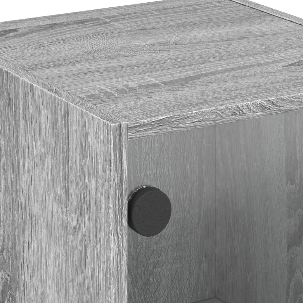 Nightstand with Glass Door Grey Sonoma 35 x 37 x 42 cm