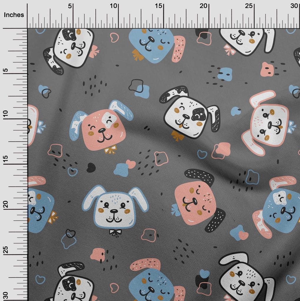 oneOone Cotton Flex Gray Fabric Kawai Craft Projects Decor Fabric Printed By The Yard 40 Inch