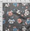 oneOone Cotton Flex Gray Fabric Kawai Craft Projects Decor Fabric Printed By The Yard 40 Inch