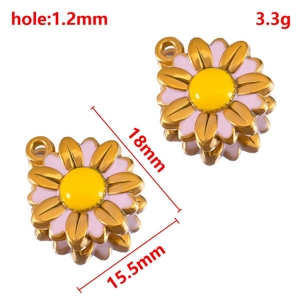 2/5Pcs Stainless Steel Series Pink Purple Elegant Cute Pendant Gold Bottom Pendant DIY Necklace Jewelry Handmade Accessories