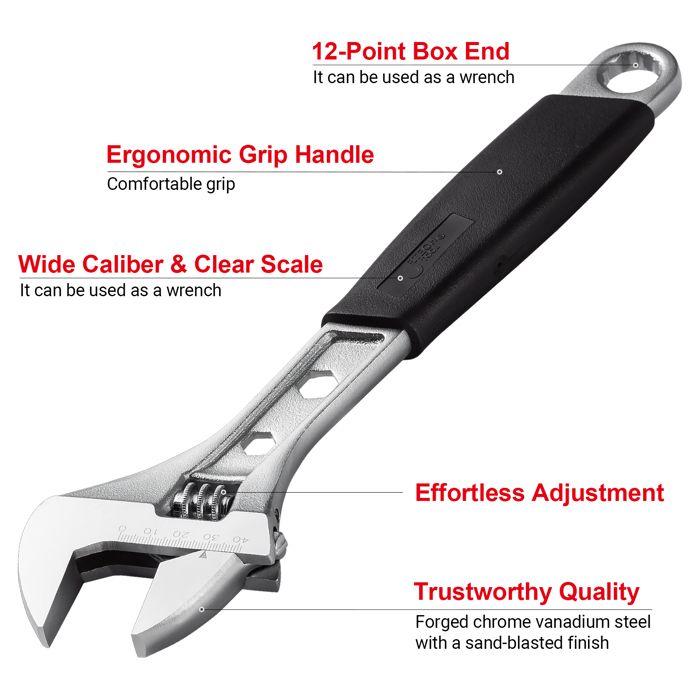 Chiave inglese - JETECH - Softgrip - 12 pollici - Acciaio al cromo vanadio - Manico ergonomico