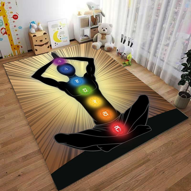 Colorful Chakra Pattern Meditation Carpet Suitable for use as an anti-slip game mat for living room and bedroom sofas