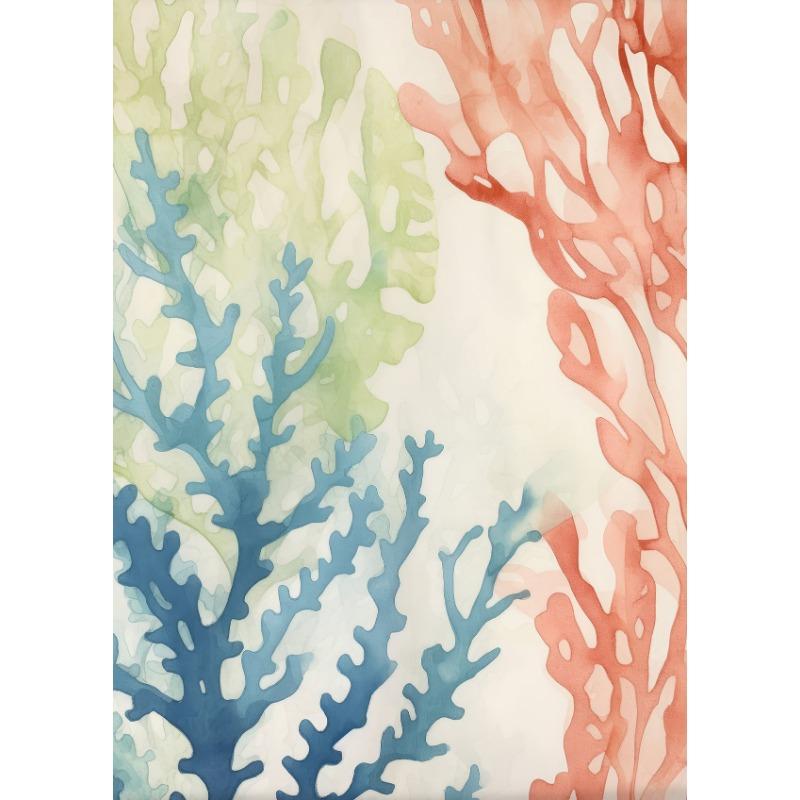 Blue Green Orange Seaweed and Corals Posters Prints Canvas Printing Modern Wall Art Picture for Living Room Home Decoration