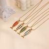Hot-selling oil drop colored fish stainless steel necklace fashionable atmosphere elegant fashion elegant gold-plated pendant