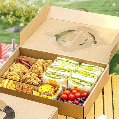 Disposable Large Portable Paper Meal Boxes, 10 Sets