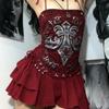 European and American Y2K Slim Fit Suspender Pattern Printed Fashionable Retro Dress