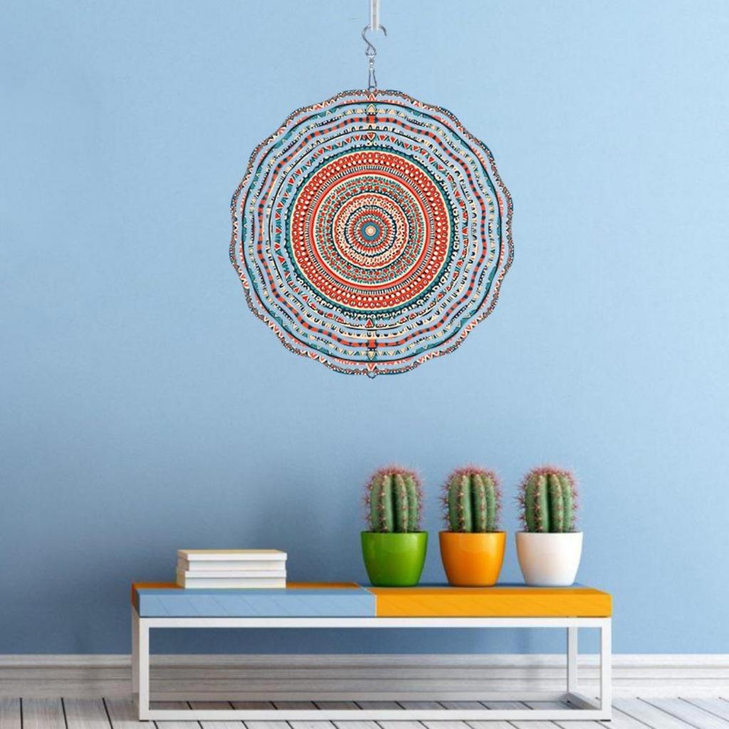 Open - A Piece of Indian Mandala Design Pattern for Outdoor Courtyard And Garden Decoration, Wind-Powered Outdoor Hanging Windmill