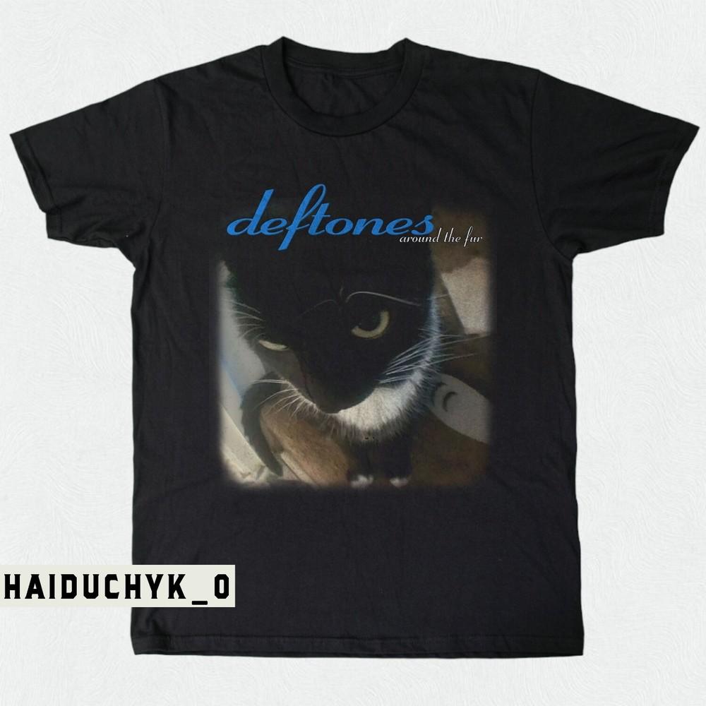 Deftones Around The Fur Funny Meme Cat Unisex Black T-shirt Size S-5XL Unisex T-Shirt XL