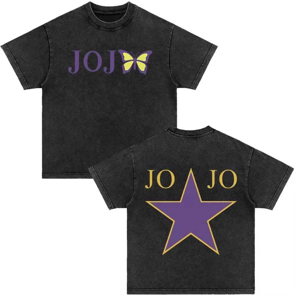Japonské anime Jojo Bizarre Adventure Vintage prané tričko Killer Queen grafická trička Pánské Dámské Cosplay Nadměrné tričko