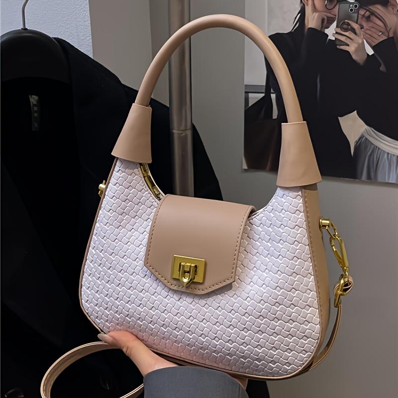 Women's Handbag, Vintage Woven Crescent Underarm Bag, Women's New Textured Portable Small Bag, Versatile Shoulder and Crossbody Work Bag