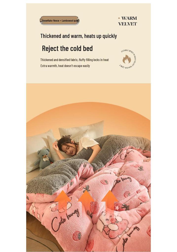 Warm Winter Lambswool & Fleece Quilt - Thick, Cozy Single Size for All Seasons