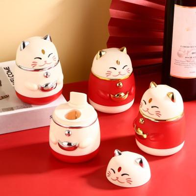 Toothpick Box Lucky Cat Shape Pree Type Automatic Pops Up Home Living Room Dining Room Toothpick Dispenser Toothpick Storage Holder Container