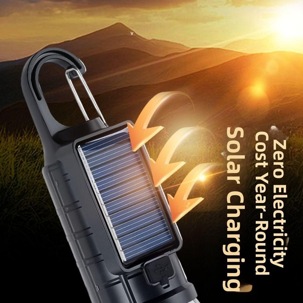 Emergency Light Waterproof LED Camping Light Dimmable Retro Colorful Atmosphere Lamp Portable with Hook Solar Tent Light Fishing