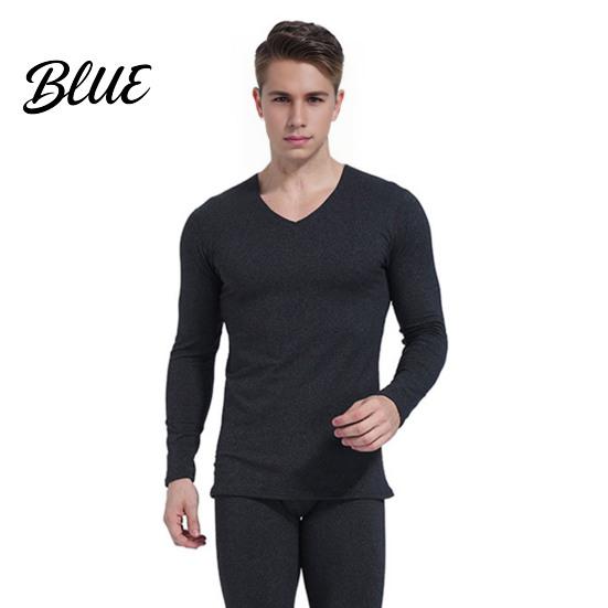Anti-static Thermal Suit Plush Lined Underwear Set Winter Men 2 Pcs/Set V Neck Seamless Long