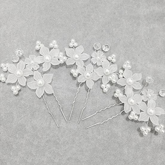 1 Stück Blume Kunstperle Hochzeit Haarnadel Kopfbedeckung Weiß Haarspange Brautschmuck