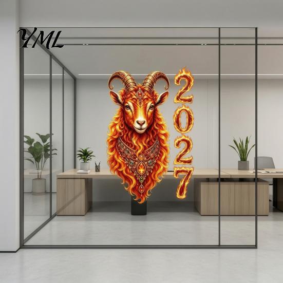 Removable Electrostatic Stickers for Home Windows Chinese New Year Window Clings, 2027 of Goat Static Decorative Clings Office No?Glue Reusable