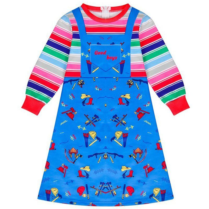 Очаровательный лицензированный костюм Чаки для детских игр на Хэллоуин, детский маскарадный костюм Dress,120cm