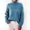 Women's Sweater Turtleneck Casual Long Sleeve V Neck Solid Loose Chunky Knit Pullover Tops