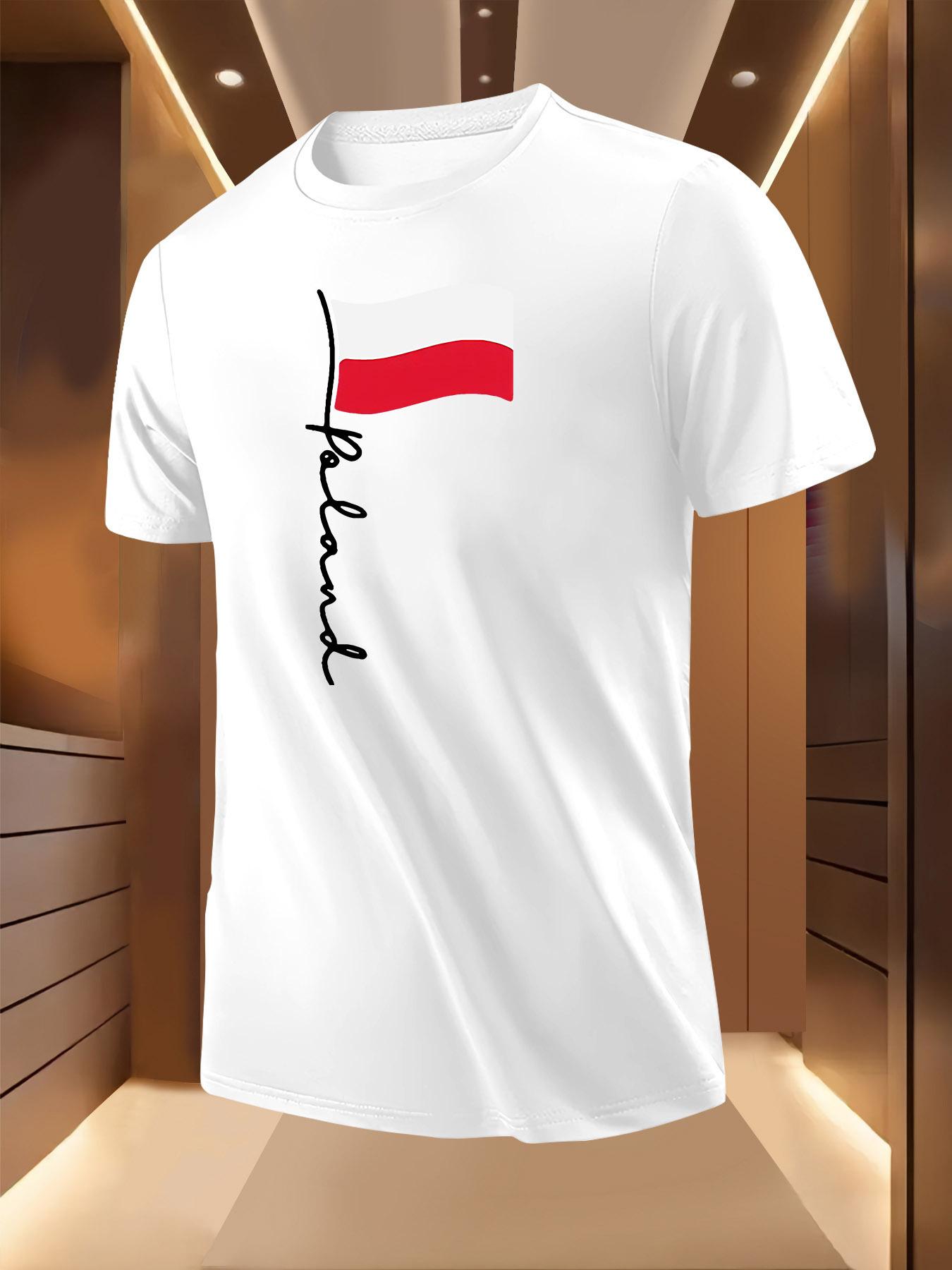 Poland Flag Print Tshirt - Breathable Lightweight Polyester M