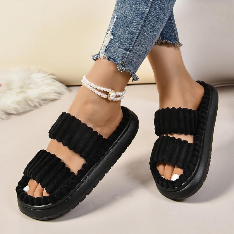 Mode 2024 Herbst und Winter Neue Damen Hausschuhe Offene Zehen Indoor-Hausschuhe Leinensohle Rutschfeste Badezimmer-Hausschuhe