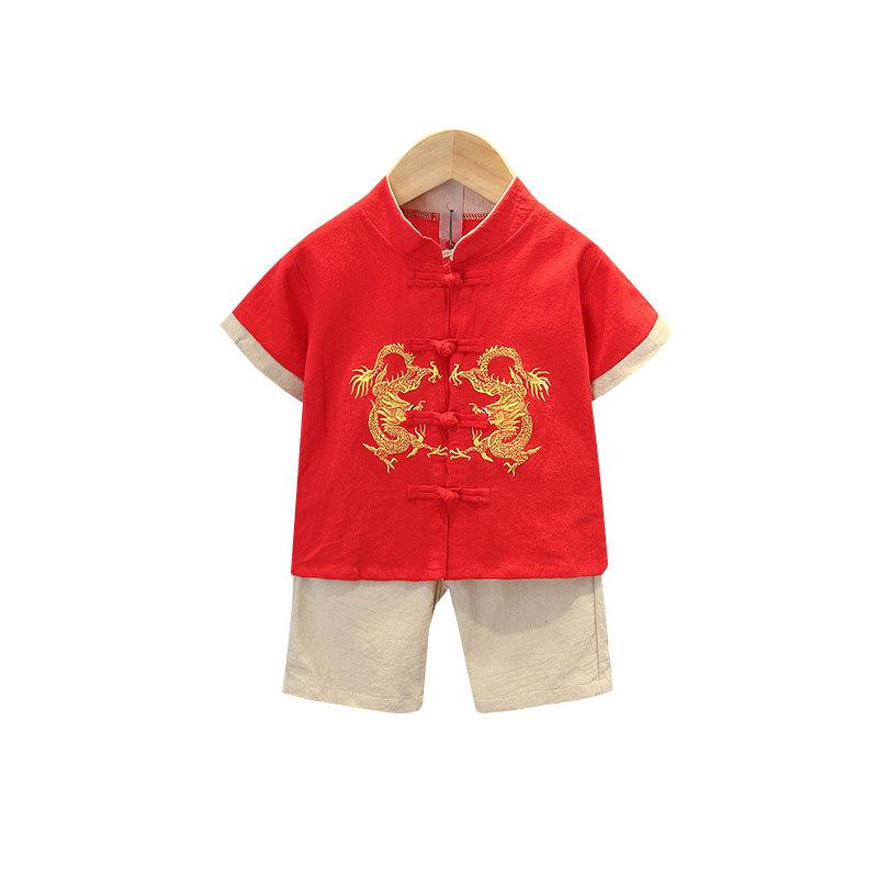 Boys Hanbok Summer Suit Thin Section Chinese Wind Retro Style Children Ming System Baby Tang Suit National Education Clothing Ancient Clothes