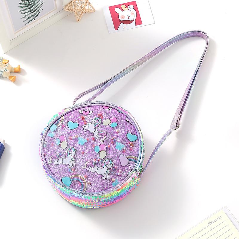 Glitter Rainbow Sequin Fanny Pack & Unicorn Crossbody Backpack for Girls