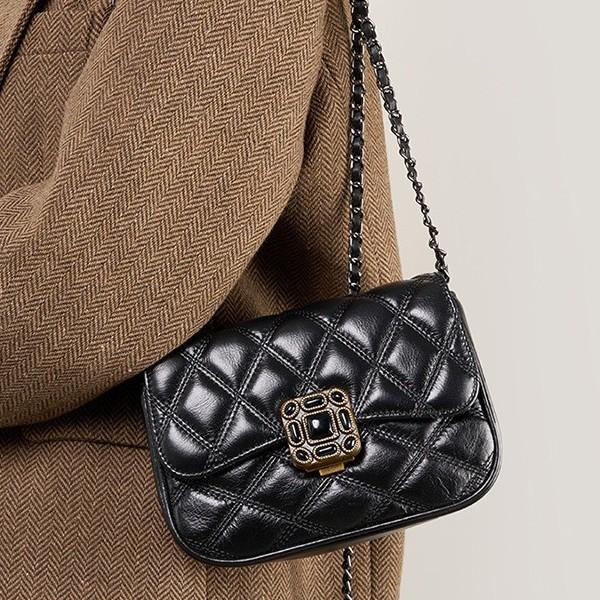 Quilted Chain Bag Genuine Leather Single Shoulder Crossbody Bag 2025 New Fashion Versatile Small Bag Vintage Small Square Bag Handbag