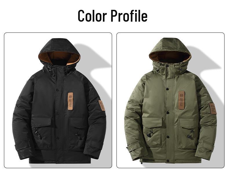 Men's Plus Size 2023 Trendy Mid-Length Cotton Jacket - Winter Warm Hooded Korean Style Workwear