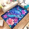 Galaxy Turtle Floral Rug Cosmic Sea Turtle with Butterfly and Flowers Bedroom Carpet Magical Nature Art Soft Plush Rug
