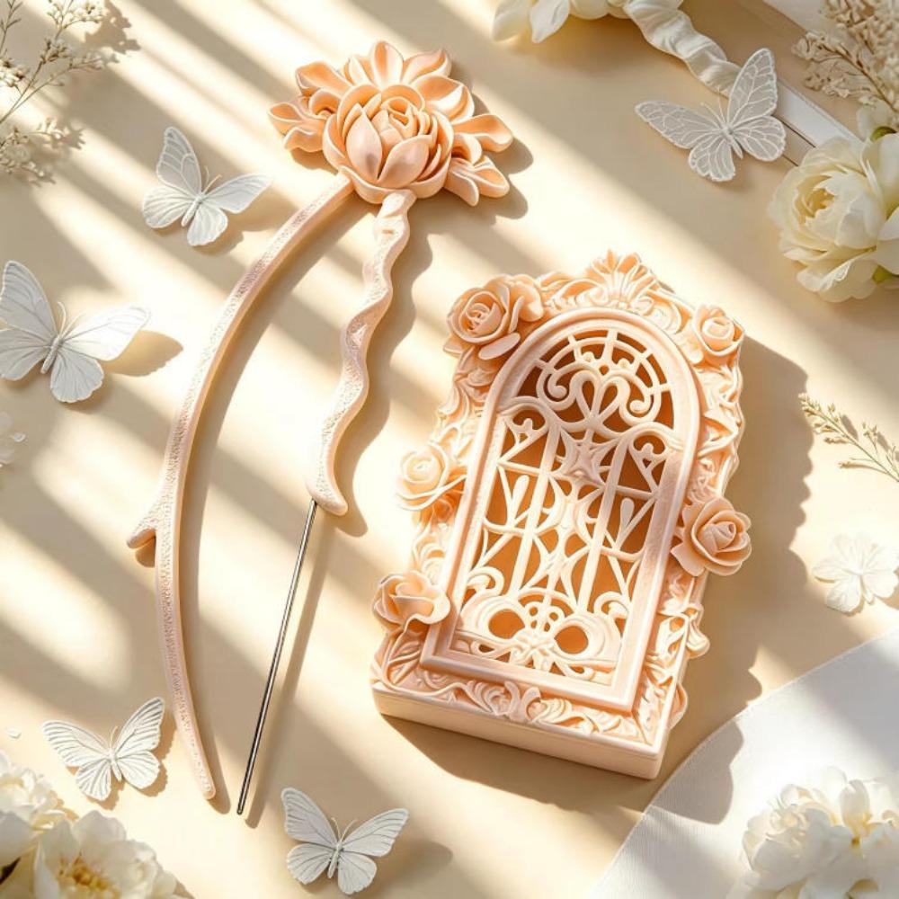 Embossed Rose Fuse Beads Tools Set Vintage Bead Tweezers Pen Kit DIY Handmade