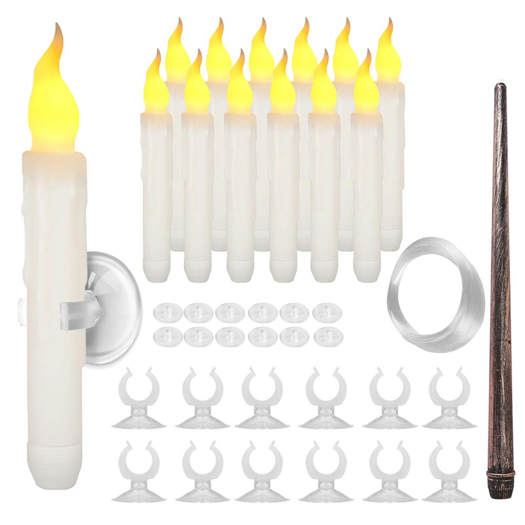 6/12 Buc. Lumânări de Fereastră cu Ventuze Lumânare Electronică LED Pâlpâitoare Sfeșnice de Crăciun Lumânări LED Conice Fără Flacără