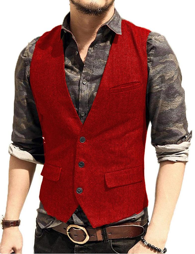 Men's Slim Fit Single-Breasted Casual Vest - Ideal for Groom and Groomsmen