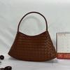 Handwoven Mini Shoulder Bag Women Chic Woven Crossbody With Magnet Soft PU Daily Commute Street Style