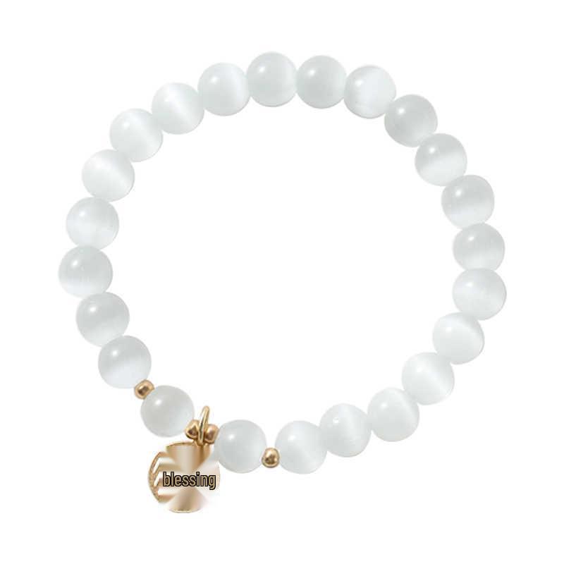New Natural Cat's Eye Fu Character Bracelet - Versatile Niche Design for Women, Perfect Gift for Best Friend