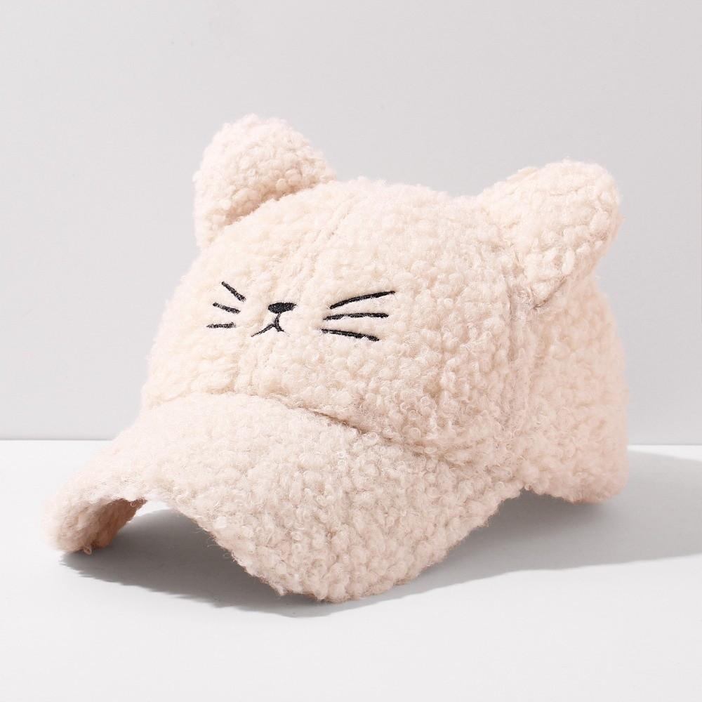 Adjustable Fleece Peaked Hat Lamb Fleece Baseball Cap New Cat Ear Baseball Cap  Women Girls