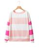 Azura Exchange Light Pink Colorblock Striped Drop Shoulder Long Sleeve Top