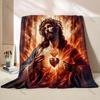 1 ST Brandend Heilig Hart met Kroon Print Dekent Warm Zacht Pluizig Kinderen en Volwassenen Bank Bed Plaid Buiten Reizen Kamperen