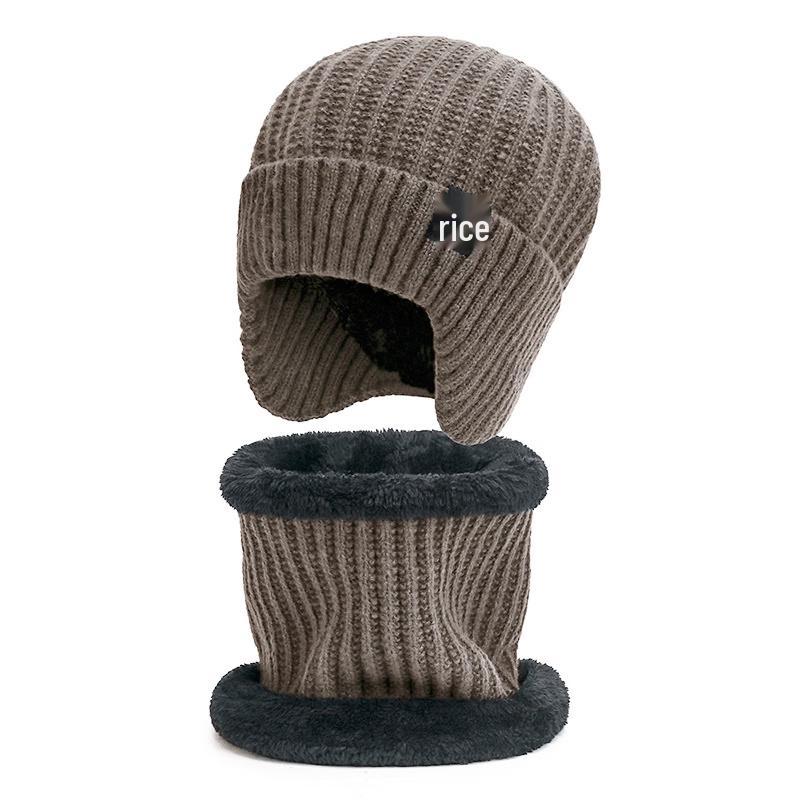 ZHENYUEQI Unisex Fleece-Lined Knitted Hat & Neck Warmer Set