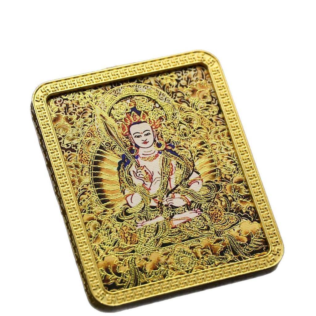 Tibetan Gold-Gilded Thangka Pendant Gau Box with Eight Protectors