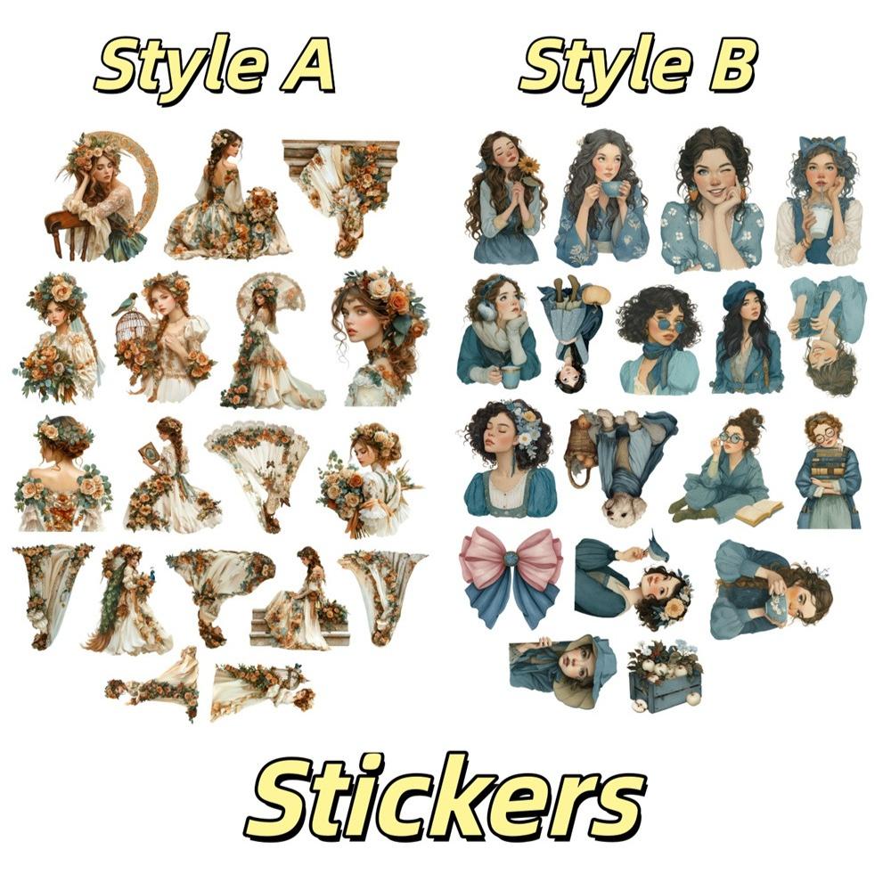 18pcs Anime Watercolor bride's wedding dress Paper Stickers, for Luggage, Notebook, Diary, Album Decoration, DIY stationery
