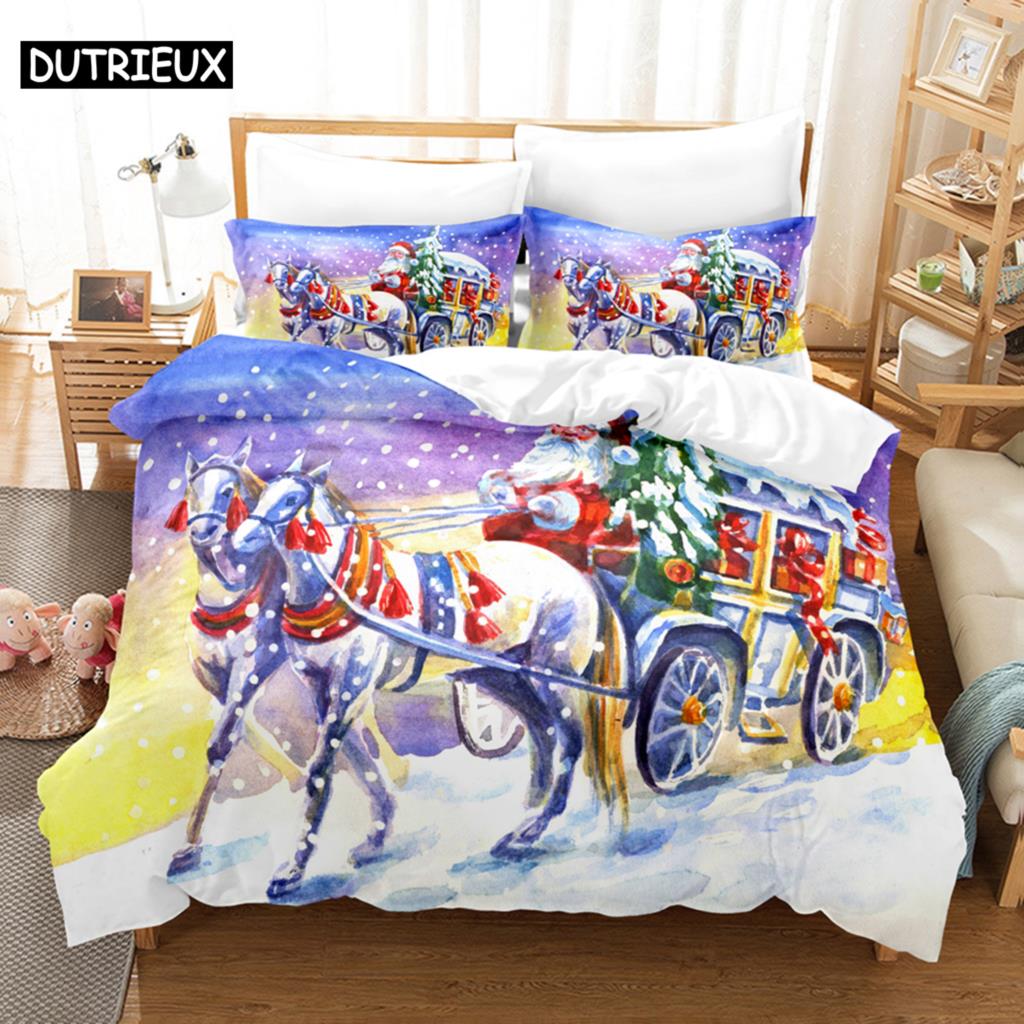 Blue Christmas Quilt Cover Kit Queen Size Size Luxury King Size Full Single Size Size Double Size Bed 3D Pattern Quilt Case Linen Pillowcase Single
