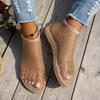 Summer Sexy Large Size Flat-bottomed Hollow Sandals Women's 2025 Summer New Round Head Sandals with Diamonds Short Boots