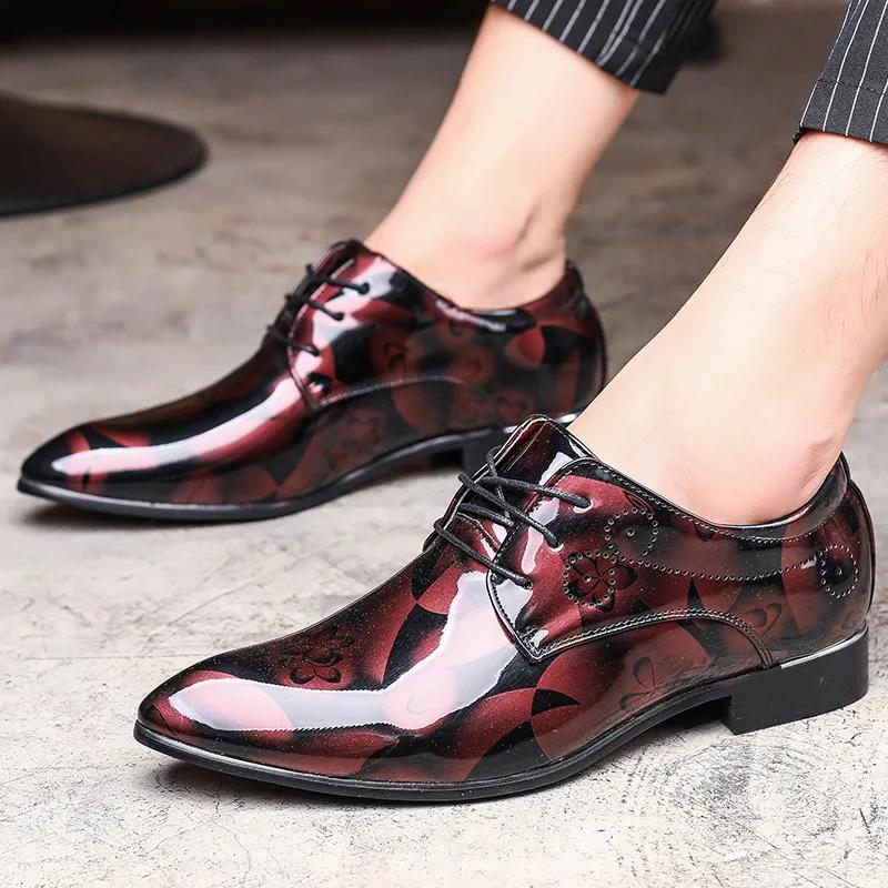 Casual and Fashionable UK Plus Size Men Shoes Amazon Foreign Trade Shoes Shiny Casual Leather Shoes Lace Up Shoes