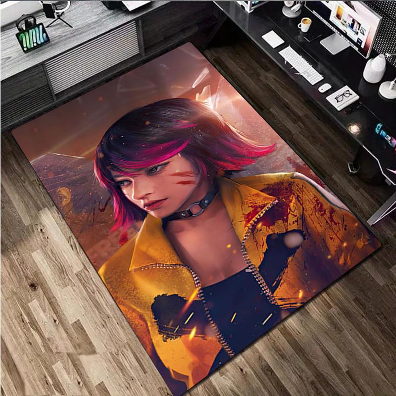 1Pc Free Fire Print Rug - Computer Chair Area Rug Home Decoration Carpet For Living Room Bedroom Flooring Mat