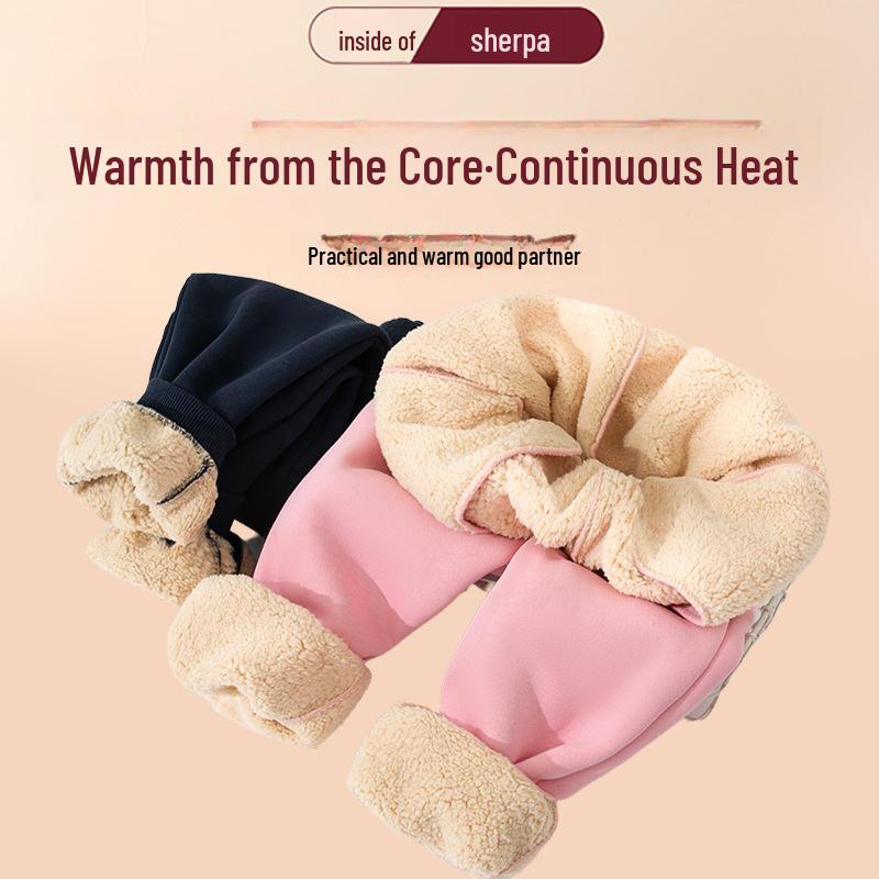 Kinder Fleece Sweatpants - Warme Winter Leggings, Trendige Lammfellhose für Kinder