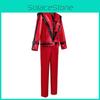 Michael Jackson Cosplay Costume Red Leather Jacket And Pants For Stage Performers